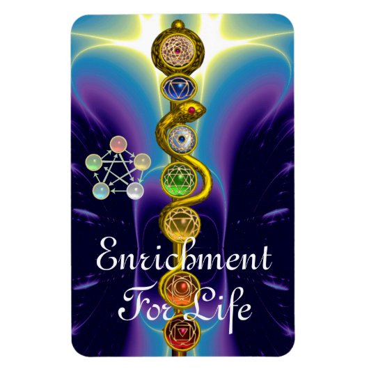ROD VAN ASCLEPIUS 7 CHAKRAS, YOGA, SPIRITUELE ENER MAGNEET (Verticaal)