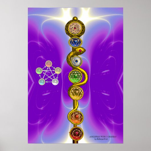 ROD VAN ASCLEPIUS 7 CHAKRAS, YOGA, SPIRITUELE ENER POSTER (Voorkant)