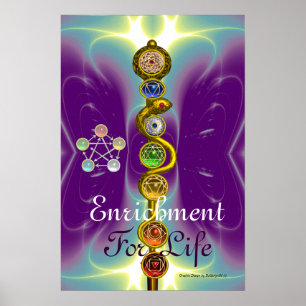 ROD VAN ASCLEPIUS 7 CHAKRAS, YOGA, SPIRITUELE ENER POSTER