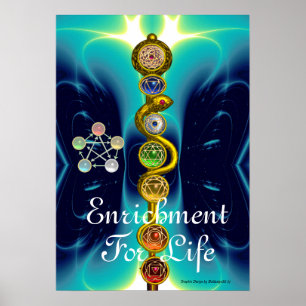 ROD VAN ASCLEPIUS 7 CHAKRAS, YOGA, SPIRITUELE ENER POSTER