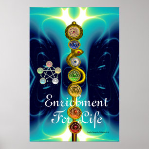 ROD VAN ASCLEPIUS 7 CHAKRAS, YOGA, SPIRITUELE ENER POSTER