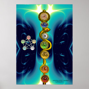 ROD VAN ASCLEPIUS 7 CHAKRAS, YOGA, SPIRITUELE ENER POSTER