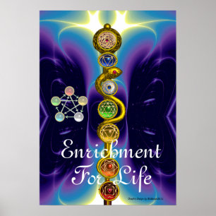 ROD VAN ASCLEPIUS 7 CHAKRAS, YOGA, SPIRITUELE ENER POSTER
