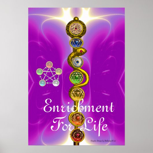 ROD VAN ASCLEPIUS 7 CHAKRAS, YOGA, SPIRITUELE ENER POSTER (Voorkant)