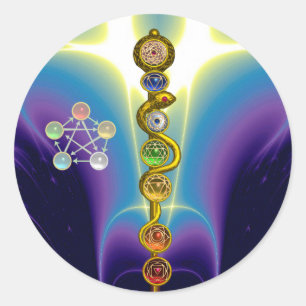 ROD VAN ASCLEPIUS 7 CHAKRAS, YOGA, SPIRITUELE ENER RONDE STICKER