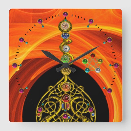 ROD VAN ASCLEPIUS 7 CHAKRAS, YOGA, SPIRITUELE ENER VIERKANTE KLOK (Voorkant)