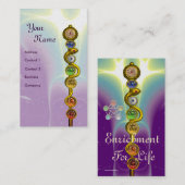 ROD VAN ASCLEPIUS,7 CHAKRAS,YOGA,SPIRITUELE ENERGI VISITEKAARTJE (Voorkant / Achterkant)
