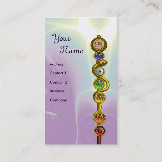 ROD VAN ASCLEPIUS,7 CHAKRAS,YOGA,SPIRITUELE ENERGI VISITEKAARTJE (Voorkant)