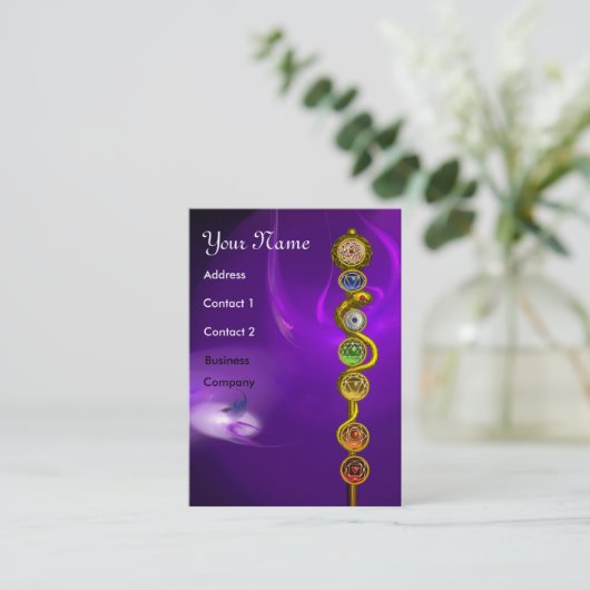 ROD VAN ASCLEPIUS,7 CHAKRAS,YOGA,SPIRITUELE ENERGI VISITEKAARTJE (Staand voorkant)