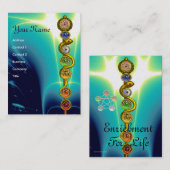 ROD VAN ASCLEPIUS,7 CHAKRAS,YOGA,SPIRITUELE ENERGI VISITEKAARTJE (Voorkant / Achterkant)