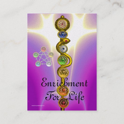 ROD VAN ASCLEPIUS,7 CHAKRAS,YOGA,SPIRITUELE ENERGI VISITEKAARTJE (Achterkant)