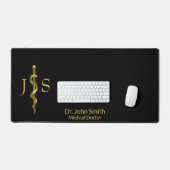 Rod van Asclepius Classy Medical Gold op wit Bureaumat (Keyboard & Muis)