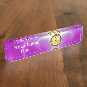 ROD VAN ASCLEPIUS DENTIST SYMBOOL, Roze Naambordje (Zijkant)