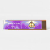 ROD VAN ASCLEPIUS DENTISTRIESSYMBOOL, Paars Bureau Naambordje (Voorkant)