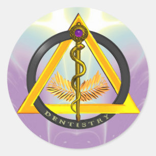 ROD VAN ASCLEPIUS DENTISTRIESSYMBOOL RONDE STICKER