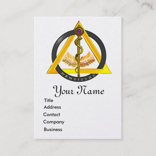 ROD VAN ASCLEPIUS DENTISTRY GOLD MONOGRAM VISITEKAARTJE (Voorkant)