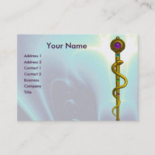 ROD VAN ASCLEPIUS Gold Medical Healing Blue Blauwg Visitekaartje
