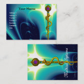 ROD VAN ASCLEPIUS Gold Medical Healing Symbol Blue Visitekaartje (Voorkant / Achterkant)