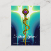 ROD VAN ASCLEPIUS Gold Medical Healing Symbol Blue Visitekaartje (Achterkant)