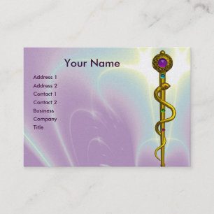 ROD VAN ASCLEPIUS Gold Medical Healing Symbol Blue Visitekaartje