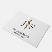 Rod van Asclepius Medical Classy Gold op White Deurmat (Schuin)