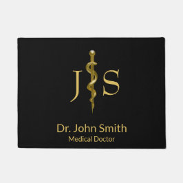 Rod van Asclepius Medical Classy Gold op zwart Deurmat