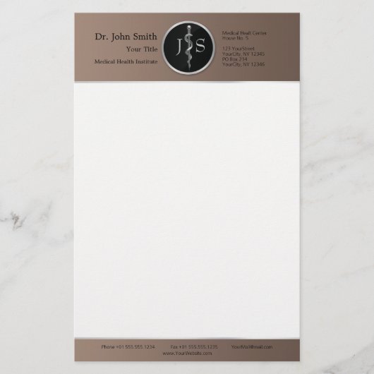 Rod van Asclepius Medical Classy Noble Silver Briefpapier (Voorkant)