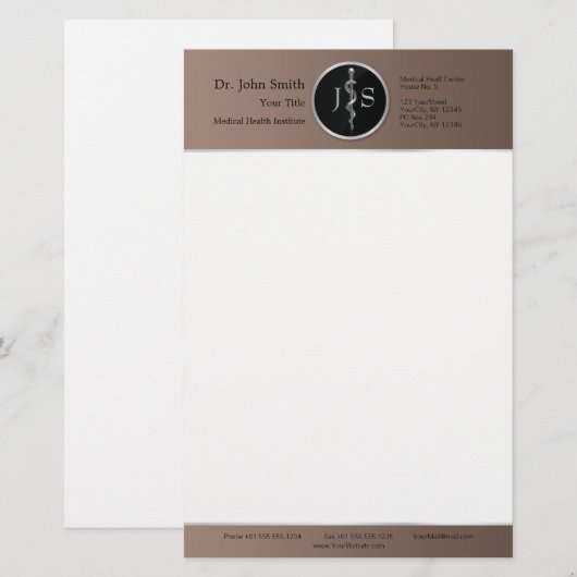 Rod van Asclepius Medical Classy Noble Silver Briefpapier (Voorkant / Achterkant)