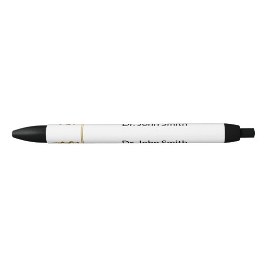 Rod van Asclepius Medical Gold op White Classy Zwarte Inkt Pen (Voorkant)