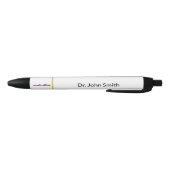 Rod van Asclepius Medical Gold op White Classy Zwarte Inkt Pen (Bodem)