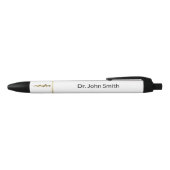 Rod van Asclepius Medical Gold op White Classy Zwarte Inkt Pen (Bovenkant)