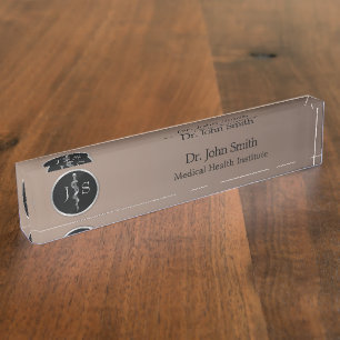 Rod van Asclepius Medical Silver Noble Classy Naambordje