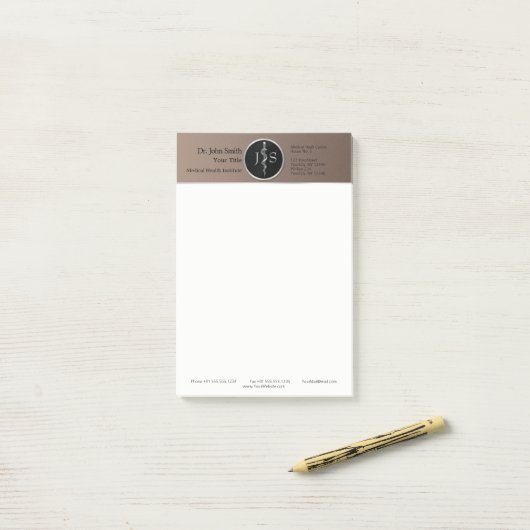 Rod van Asclepius Medical Silver Noble Classy Post-it® Notes (Op bureau)