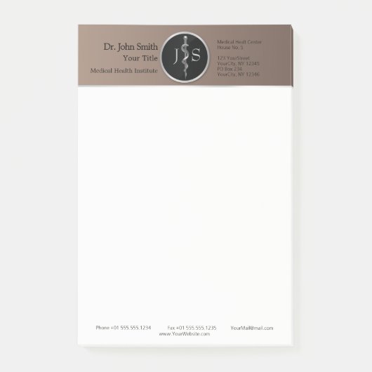 Rod van Asclepius Medical Silver Noble Classy Post-it® Notes (Voorkant)