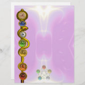 ROD VAN ASCLEPIUS MET 7 CHAKRAS, SPIRITUELE ENERGI (Voorkant / Achterkant)