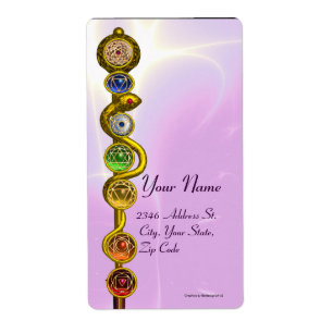 ROD VAN ASCLEPIUS MET 7 CHAKRAS, SPIRITUELE ENERGI ETIKET