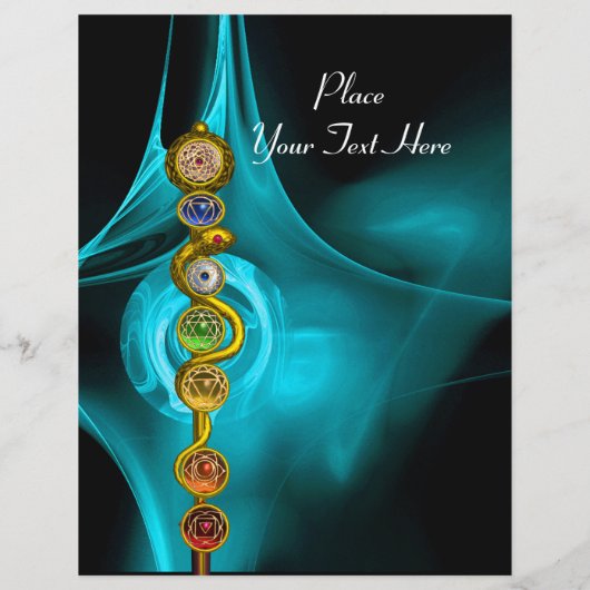 ROD VAN ASCLEPIUS MET 7 CHAKRAS, SPIRITUELE ENERGI FLYER (Achterkant)