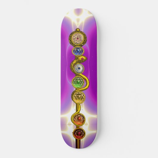 ROD VAN ASCLEPIUS MET 7 CHAKRAS, SPIRITUELE ENERGI PERSOONLIJK SKATEBOARD (Voorkant)