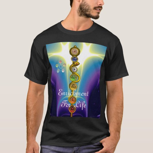 ROD VAN ASCLEPIUS MET 7 CHAKRAS, SPIRITUELE ENERGI T-SHIRT (Voorkant)