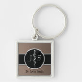 Rod van Asclepius Noble Classy Medical Silver Sleutelhanger (Voorkant)