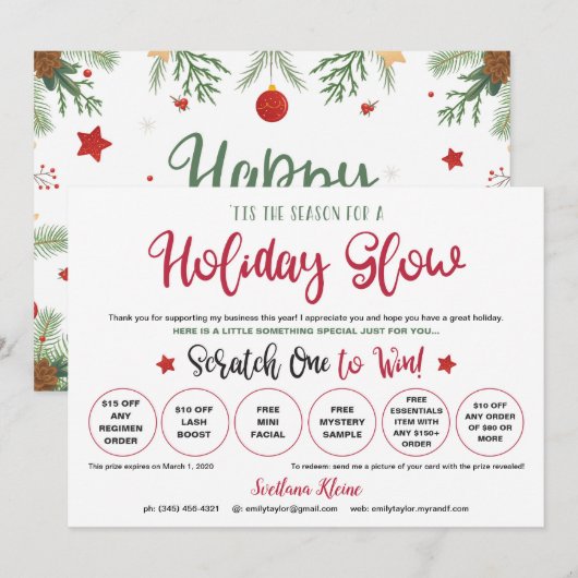 Rodan en Fields kerst krabben Kaarten af (Voorkant / Achterkant)