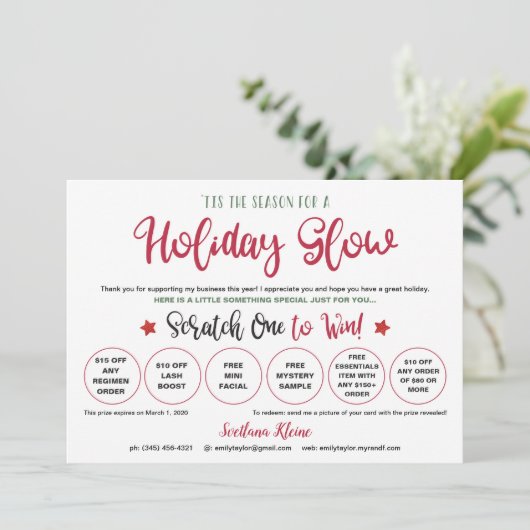 Rodan en Fields kerst krabben Kaarten af (Staand voorkant)