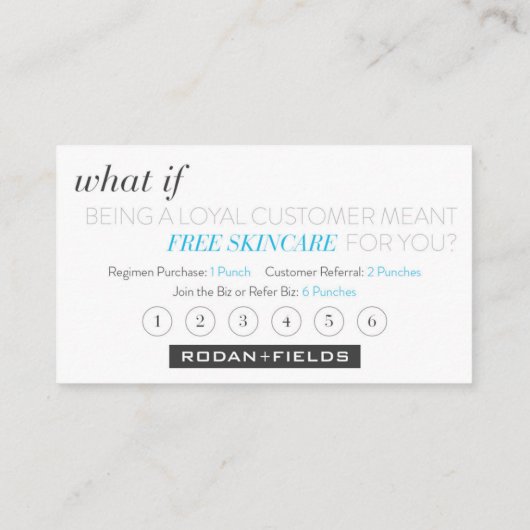 Rodan en Fields loyaliteit Kaarten Visitekaartje (Achterkant)