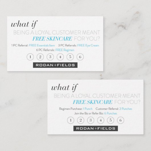 Rodan en Fields loyaliteit Kaarten Visitekaartje (Voorkant / Achterkant)