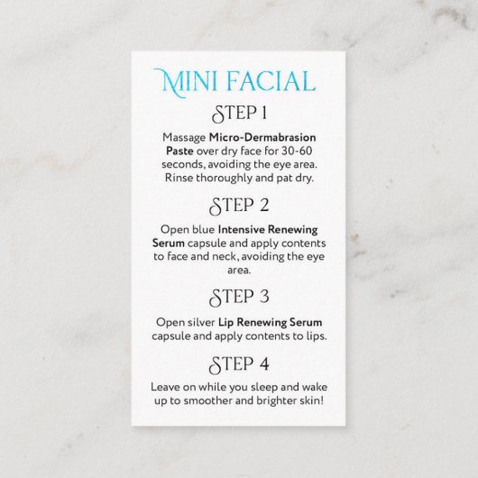 Rodan en Fields Mini Facial, geef het een Gloed Ka Visitekaartje (Achterkant)