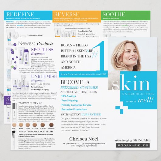 Rodan en Fields Tri-Fold Brochure (Voorkant / Achterkant)