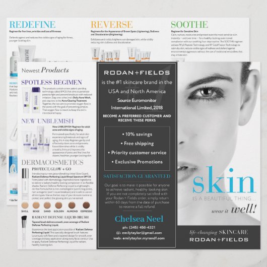 Rodan en Fields Tri-Fold Brochure (Voorkant / Achterkant)