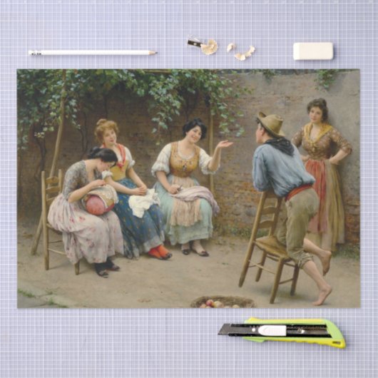 Roddel in de tuin (Italiaanse scène) Tissuepapier (Craft)