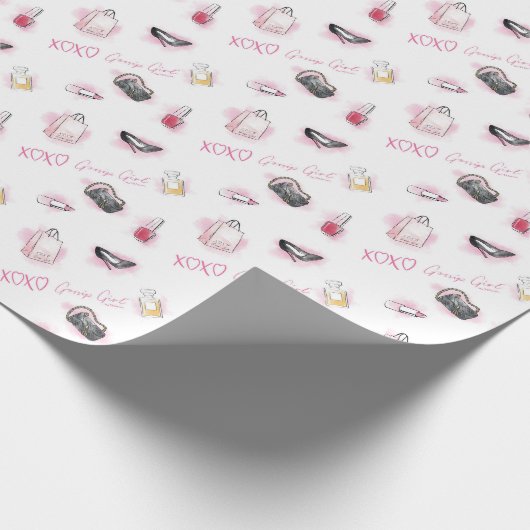 Roddel meisje make-up patroon cadeaupapier (Hoek)