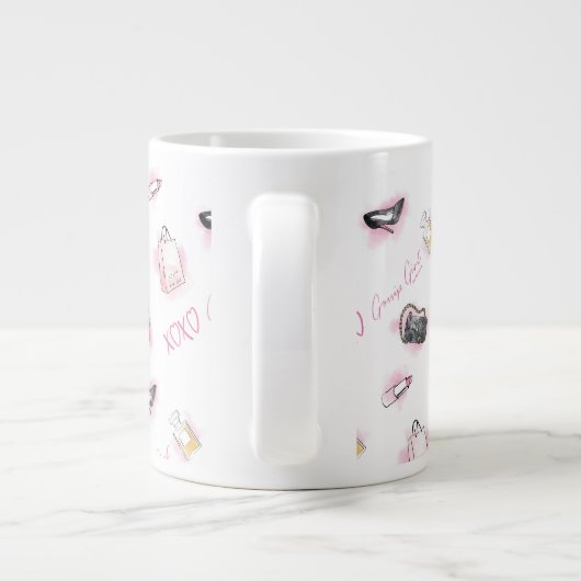 Roddel meisje make-up patroon grote koffiekop (Achterkant)